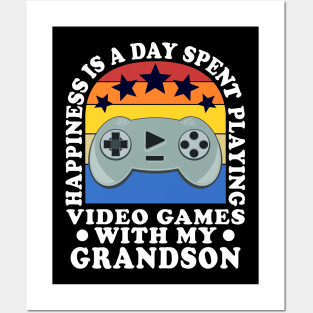 Happiness Is A Day Spent Playing Video Games Grandparents Posters and Art